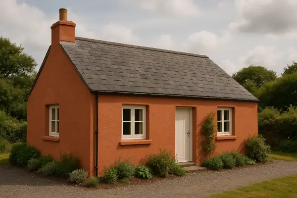 Completed warm coloured render exterior
