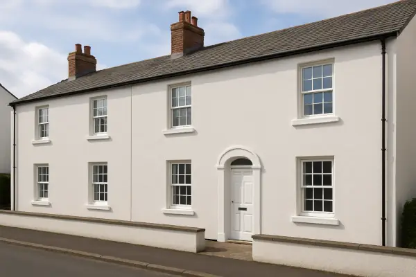Completed white rendered period property